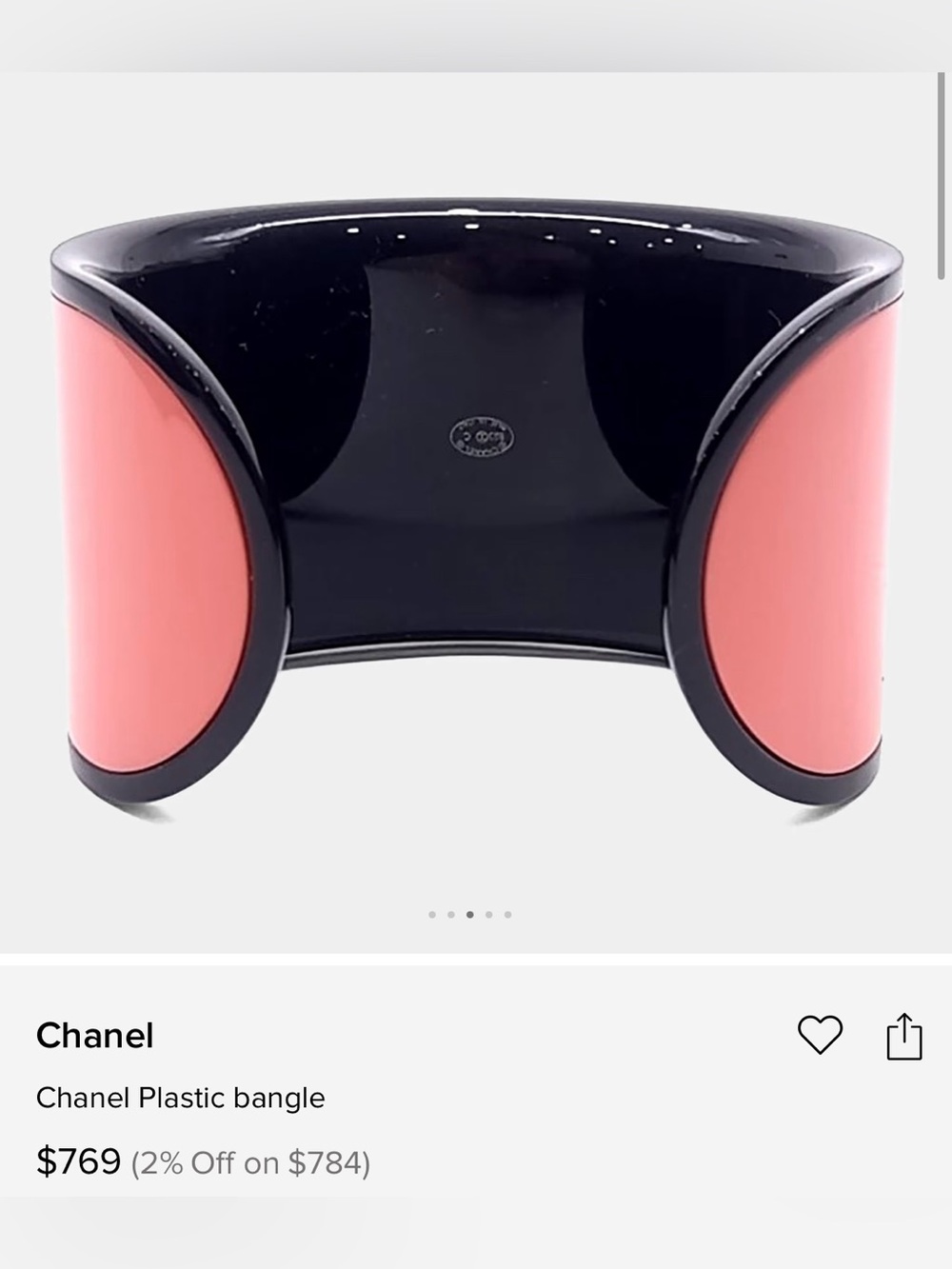 CHANEL Blue Resin Cuff with Black Interlocking CC - Picture 4 of 4